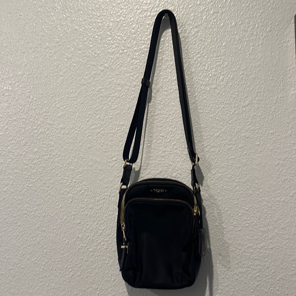 Tumi Ruma Voyager Nylon Black and Gold Crossbody